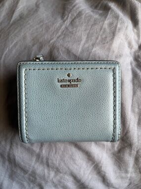 kate spade Small Pebbled Leather Wallet in Light Blue